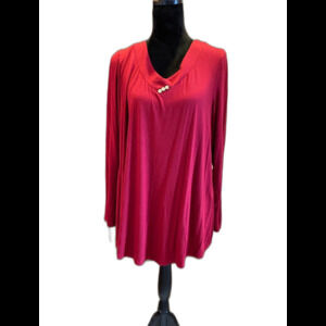 Blouse Size XL Top V Neck Pullover Burgundy‎ Women Soft Long Sleeve Casual Chic
